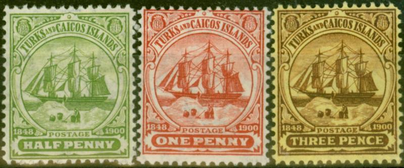 Turks Islands 1905-08 set of 3 SG110-112 Fine Lightly Mtd Mint