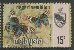 STAMP STATION PERTH Negri Sembilan #90 Butterfly Type & State Crest Used 1971