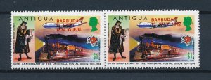 [113903] Barbuda 1974 Railway trains Eisenbahn Pair with red OVP MNH