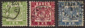 Baden #26-28 complete set from 1868