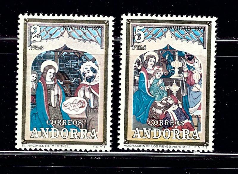 Spanish Andorra 77-78 MNH 1973 Christmas