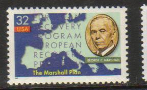 #3141 MNH single 32c Marshall Plan 1997 Issue