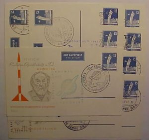 GERMANY POSTAL CARDS ROCKETS 11 DIFF