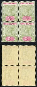 Turks and Caicos SG72 5d Block (gum bend) U/M Cat 48+ pounds