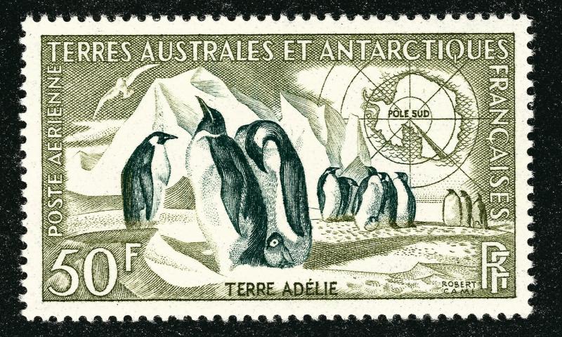 FSAT Antarctic Emperor Penguins issue (Scott C1) VF MH Cat $40...Popular!