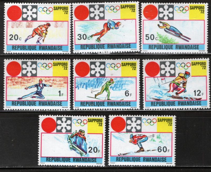 RWANDA  436-443 MNH SAPPORO OLYMPICS SET 1972