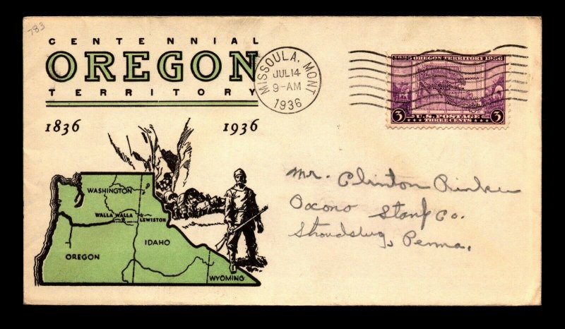 SC# 783 FDC Linprint Cachet / Creasing - N472