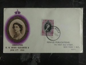 1953 Malacca Malaya First Day Cover QE II Queen Elizabeth coronation FDC