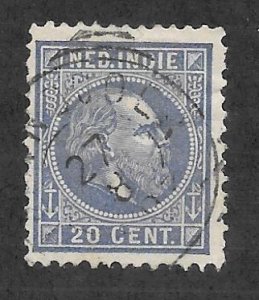 NETHERLANDS INDIES Scott #12 Used 20c King William IIl stamp 2019 CV $3.75