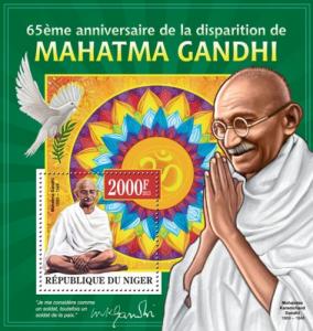 NIGER 2013 SHEET GANDHI NOBEL PRIZE nig13315b