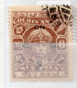 India Cochin 1942-43 Early Issue Fine Used 6p. Optd NW-16249