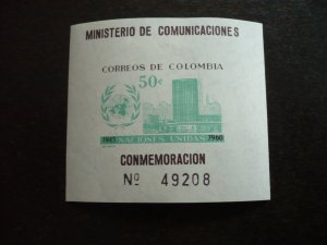 Stamps - Colombia - Scott#725 - Mint Hinged Souvenir Sheet Imperf