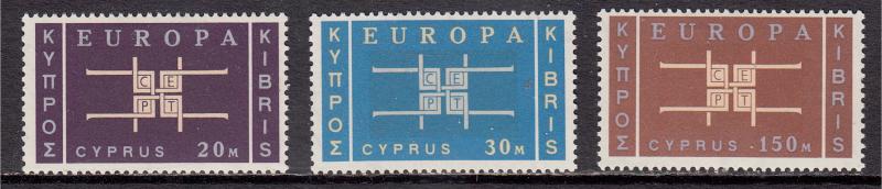 Europa, Cyprus 229-231, MH, CV $54.00