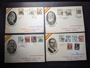 Set of 12 1937 Spain Postcard Covers Civil War Nationalist Generals Politicians