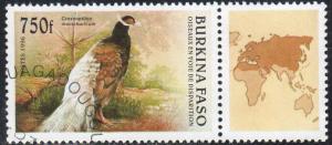 Burkina Faso 1088 - Cto - 750fr Brown-eared Pheasant (1996) (cv $1.75) (1)