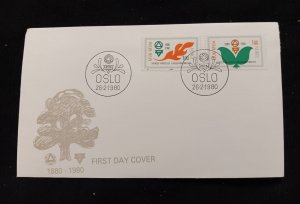 D)1980, NORWAY, FIRST DAY COVER, ISSUE, CENTENARY OF THE NORWEGIAN YOUTH