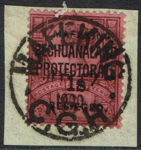 MAFEKING BOER WAR 1900 QV BECHUANALAND 1S ON 6D NO SERIFS USED ON PIECE