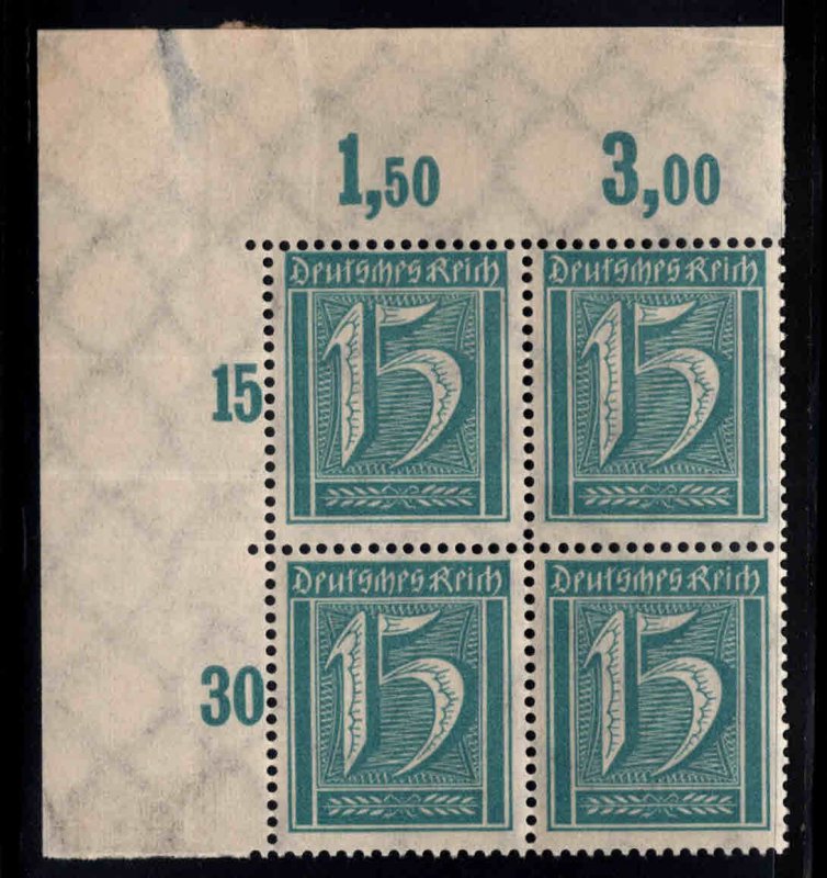 Germany Scott 163 MNH**  block disturbed gum in selvage