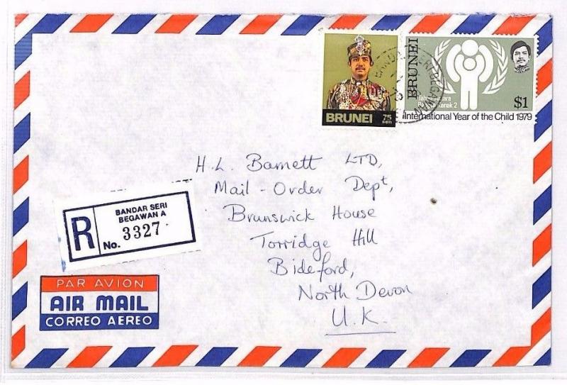 BRUNEI *Bandar Seri Begawan* REGISTERED Airmail Cover Devon 1979 XX8