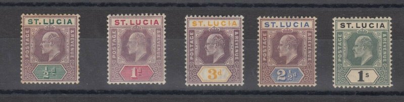 St Lucia KEVII 1904 Short Set To 1/- SG58/62 MLH/MNH J6490