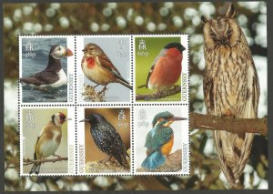 Guernsey 2019 MNH National Birds Europa Kingfishers Puffins 6v M/S Stamps