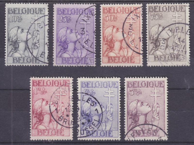 Belgium Sc B144-B150 used. 1933 Anti-Tuberculosis Semi-Postals complete, F-VF 