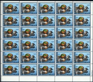 RW46, Big Color Shift Duck Stamp Error Pane of 30 WoW - Stuart Katz