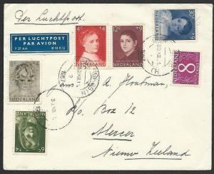 NETHERLANDS 1957 cover to New Zealand, charity issue etc...................49440