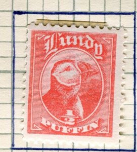 BRITAIN LUNDY; 1929 early Puffin Local issue fine Mint hinged 1/2p. value