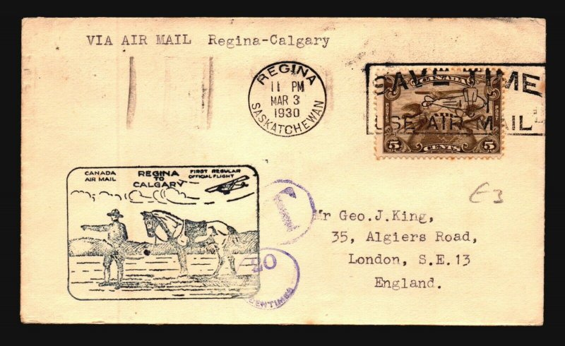 Canada FFC 1930 Regina to Calgary - L2079