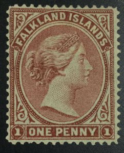 MOMEN: FALKLAND ISLANDS SG #1 NO WMK 1878 MINT OG H £750 LOT #64730