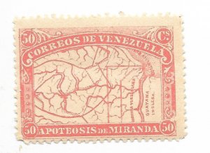 VENEZUELA 1896 MAP OF VENEZUELA RED 50 CENTS SCOTT 140 MICHEL 51 MINT HINGED