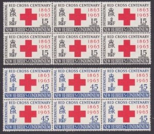 NEW HEBRIDES 1963 Red Cross set blocks of 6 MNH............................A4689