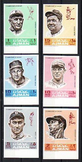 Ajman, Mi cat. 388-393 B. Baseball, Sports IMPERF issue