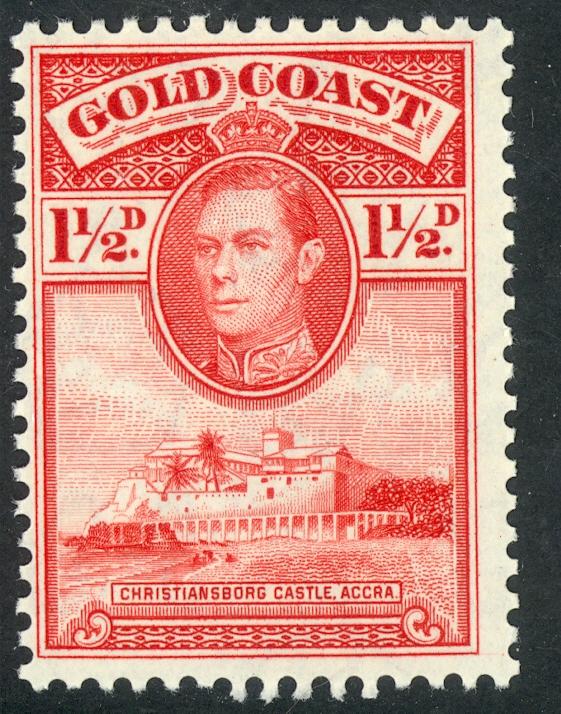 GOLD COAST 1938-41 KGVI 1 1/2d Rose Red Pictorial Sc 117 MNH