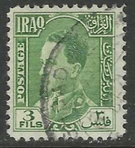 IRAQ 1934-38 3f Green KING FAISAL II Portrait Issue Sc 63 SG 174 VFU