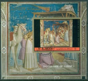 Ajman 1972 Mi#MS387B Scenes from the Life of Christ by Giotto MS IMPERF CTO