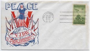 WW2 Patriotic Cover: Victory in Japan 2 Sept 45 Washington DC Cachet (53945)