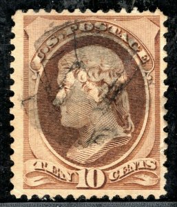 USA Stamp Scott.150 10c Brown (1870) Used INTAGLIO *W* POSTMARK Rare GREEN81