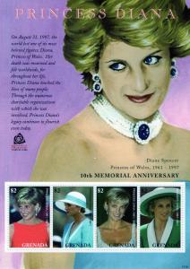 Grenada 2007 Sc#3644 10th.Memorial Princess Diana Sheetlet MNH