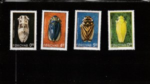 Faroe Islands  Scott#  276-279  MNH  (1995 Leafhoppers)