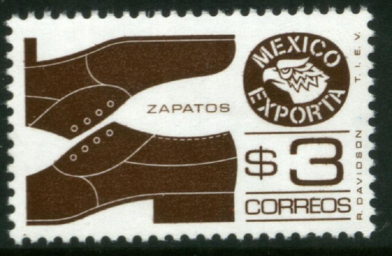 MEXICO Exporta 1118a $3P Shoes Perf 11 1/2 Fluor Paper 6 MNH