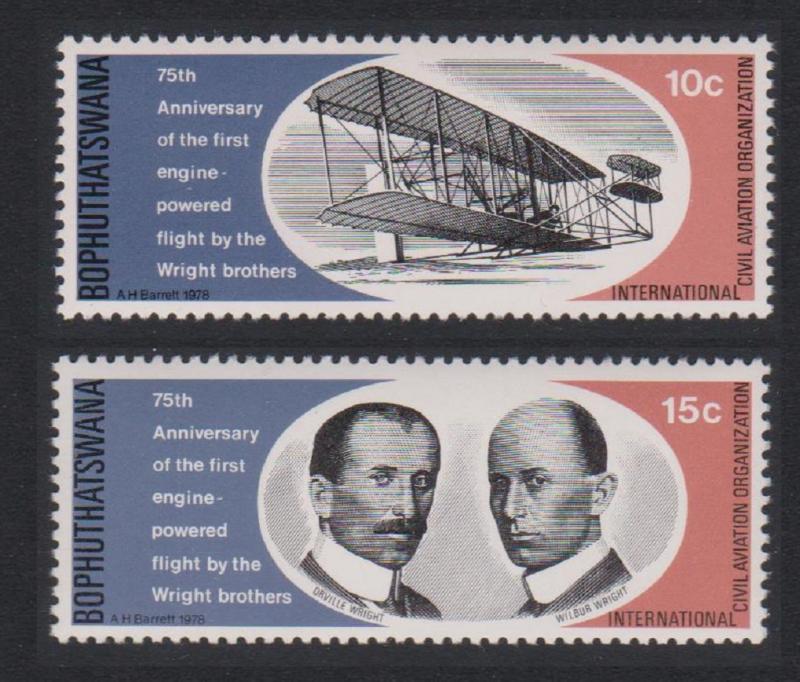 Bophuthatswana 75th Anniversary of First Powered Flight by Wright Brothers 2v