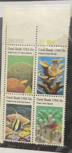 US 1980 Coral Reefs #1827-30 plt b;lok of 4 mint