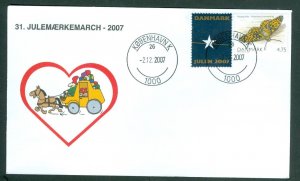 Denmark Cover. 2007.Mail Coach. Copenh.. “Christmas Seal Walk# 31.Sc#1389. # 01