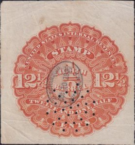 US REA1 Revenues Used VF First Beer Strip, Usual Minor Creases Beautiful Oval...