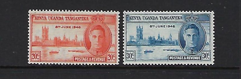 KENYA UGANDA TANGANYIKA- SCOTT #90-91 1946 PEACE ISSUE  MINT LIGHT  HINGEDH