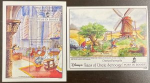 St Vincent Grenadines 2 Disney Uncle Scrooge - Puss in Boots Souvenir Sheets