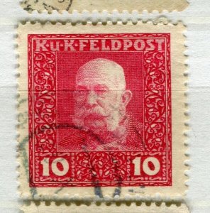 AUSTRIA; 1915-17 early F. Joseph KuK Feldpost issue used 10k. value