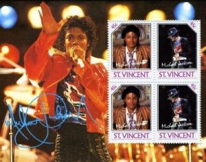 St. Vincent 1985 - Michael Jackson - Sheet of 4 Stamps (#3) - MNH